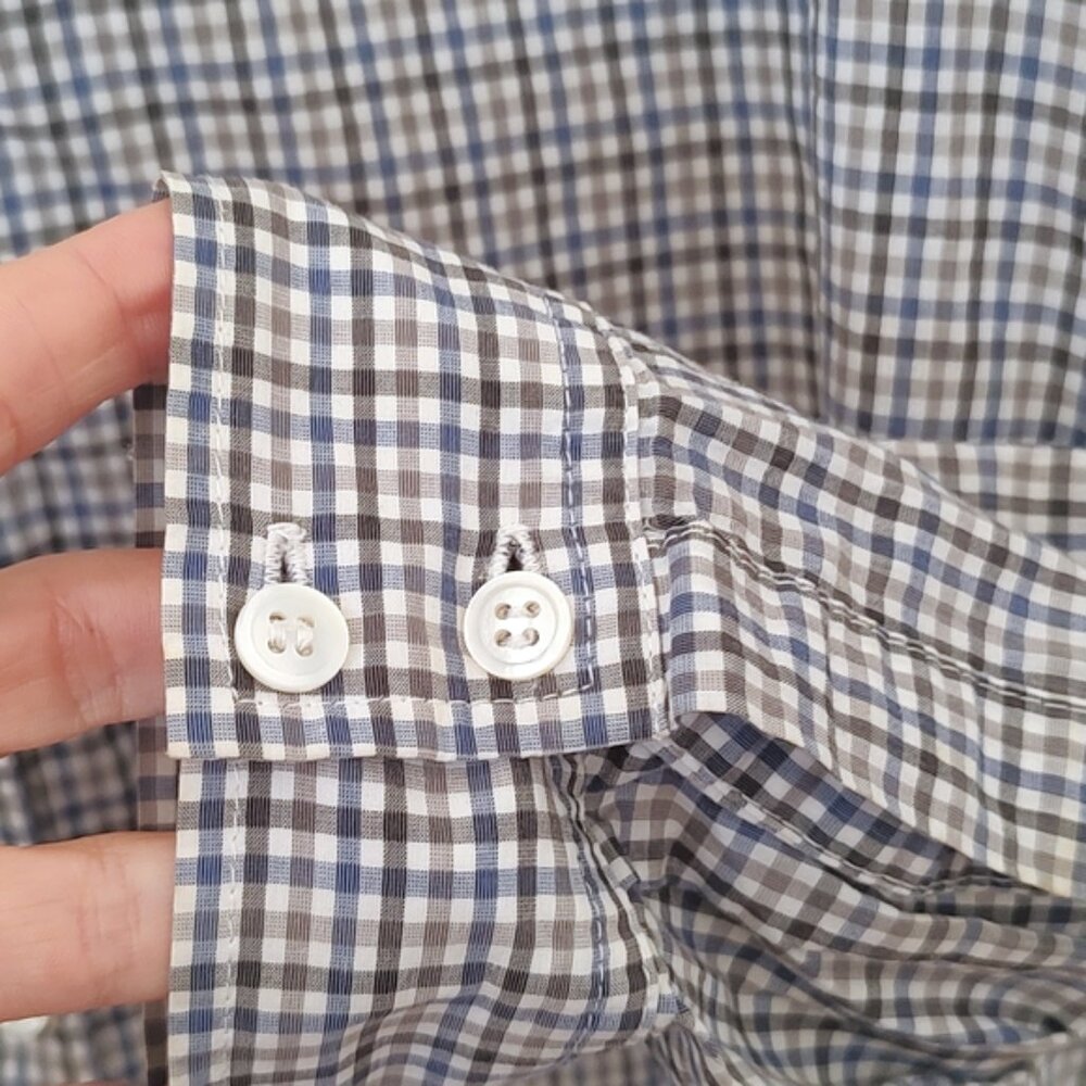 Elizabeth and James check plaid fitted button-down shirt M - Picture 5 of 6